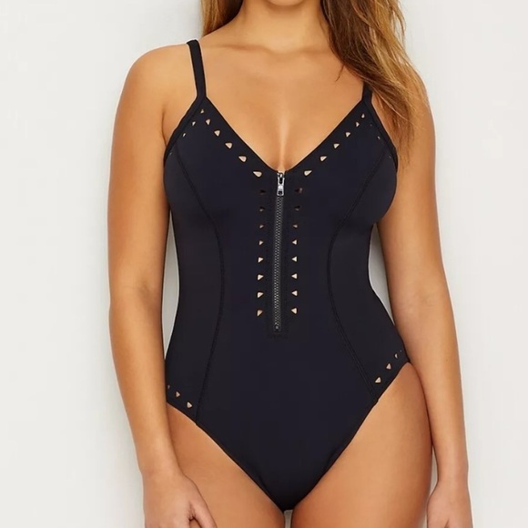 MAGICSUIT Solid Sutton ZipFront One Piece Swimsuit - Picture 4 of 8